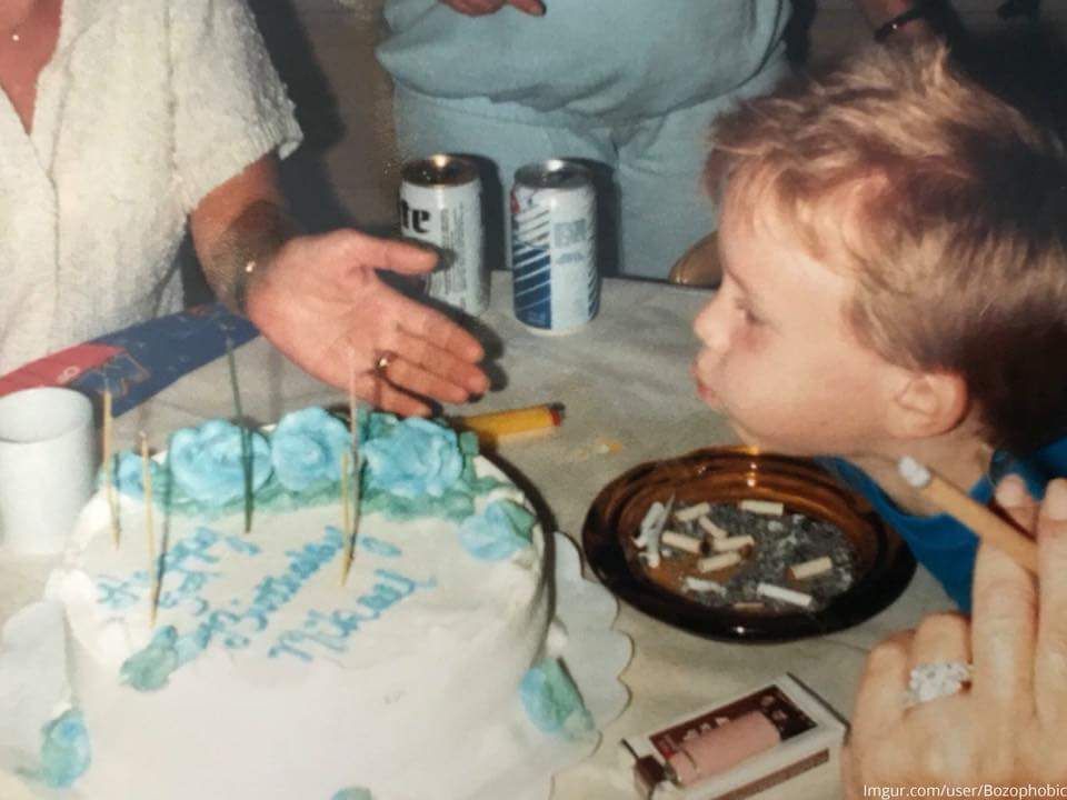 The 1980s, when a kid had to blow out his birthday candles over an ashtray and next to an open beer while someone held a lit cigarette 6 inches from their face.