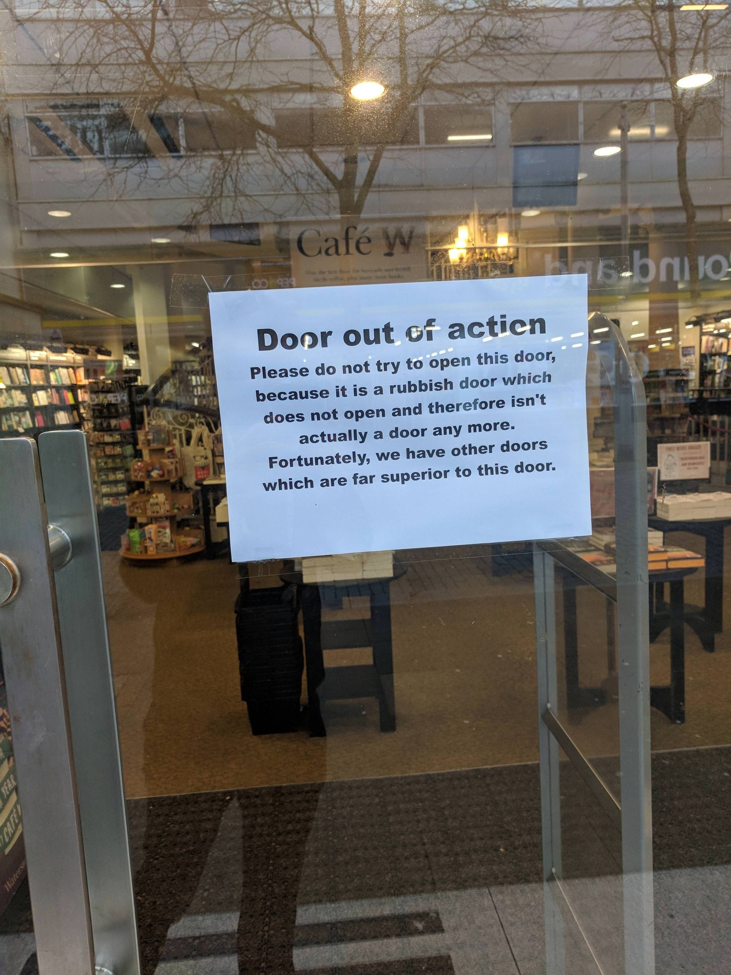My local bookstore recently lost a door