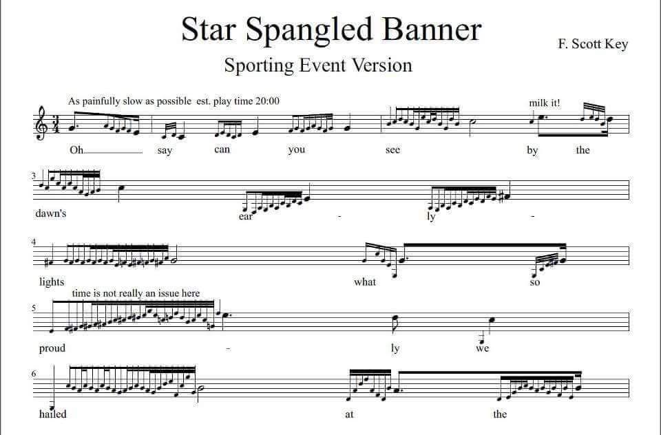Star Spangled Banner arranged for sporting events