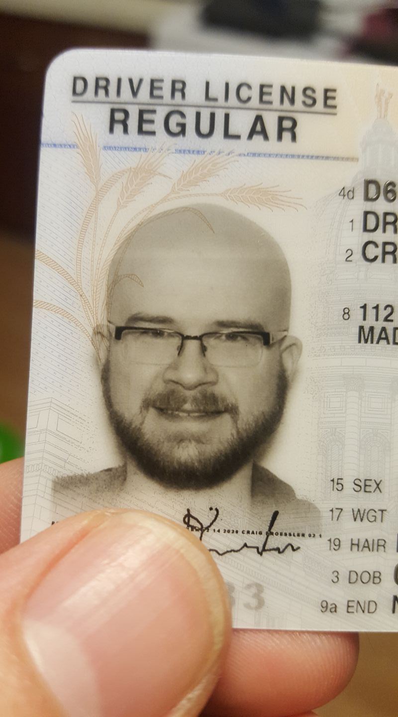 Didn't think I'd like my new REAL ID photo, but they gave me a killer wheat comb over!