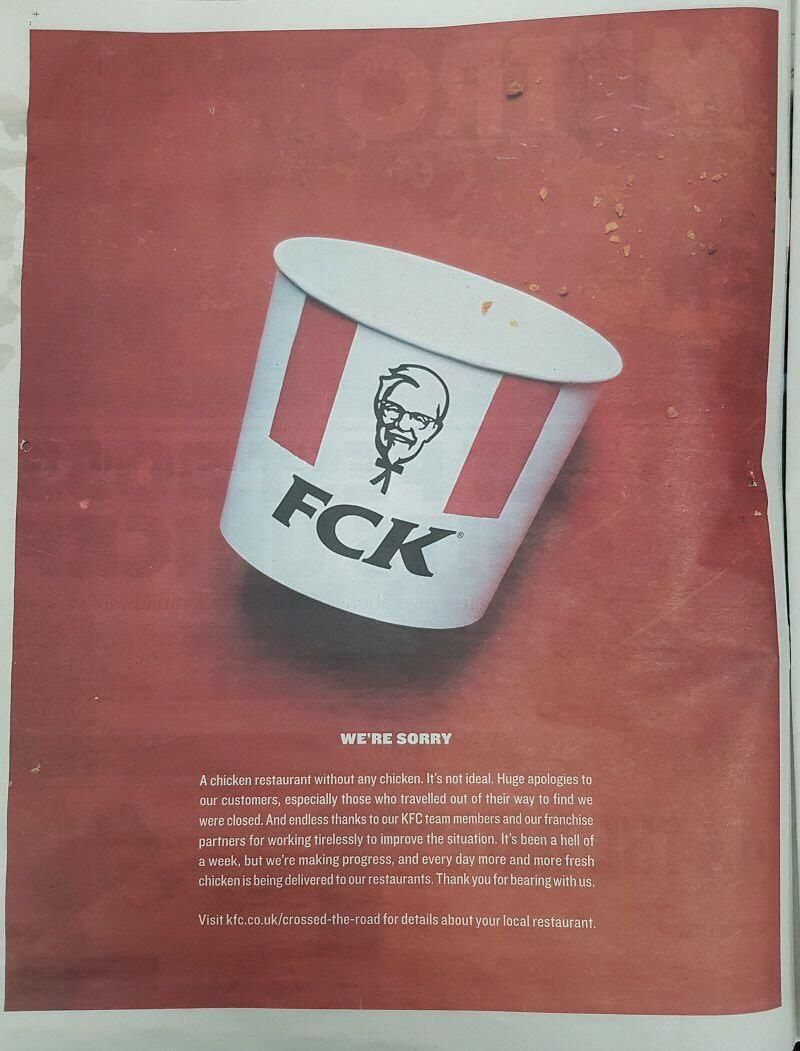 KFC’s apology in the Sun newspaper today.