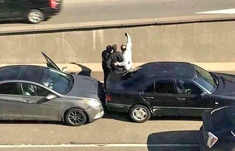 "We've just had a car crash" selfie