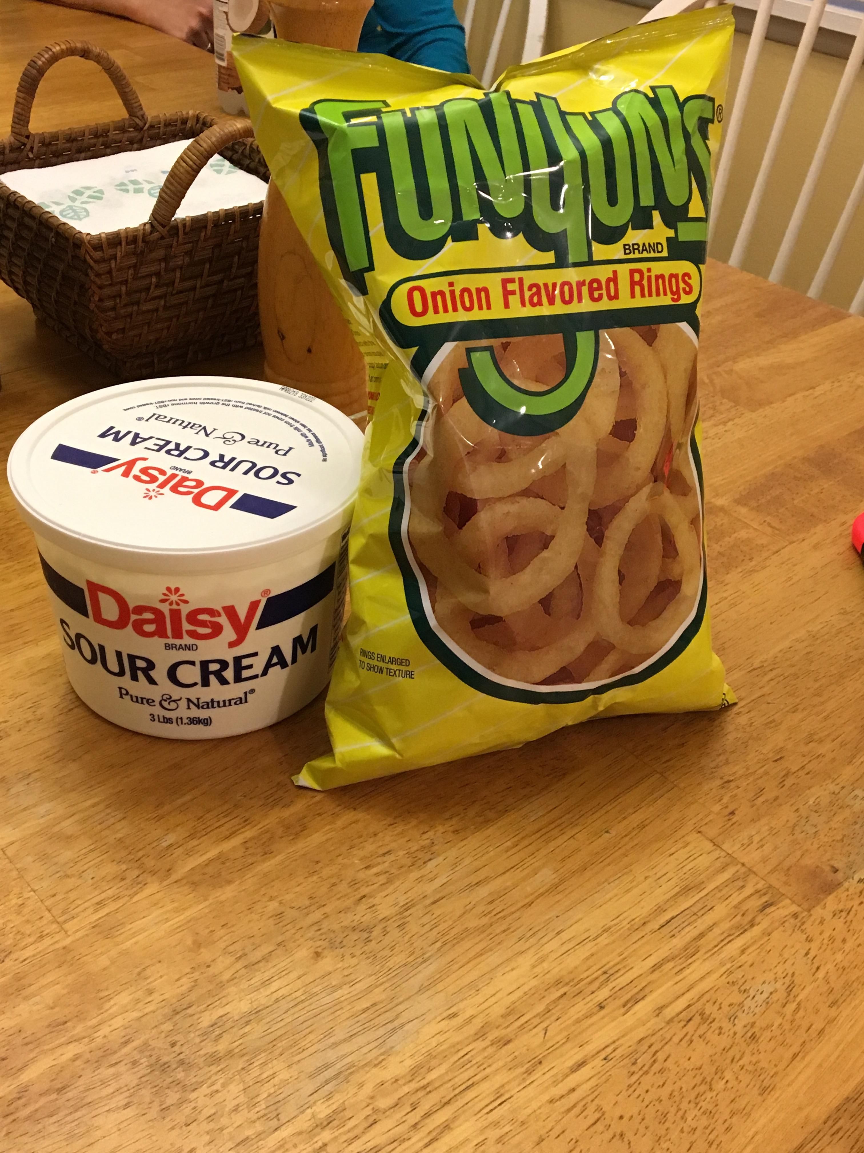 My wife’s grandma likes to buy us snacks whenever she goes to the store so we asked her for some sour cream and onion chips. We were amused by what she came back with.