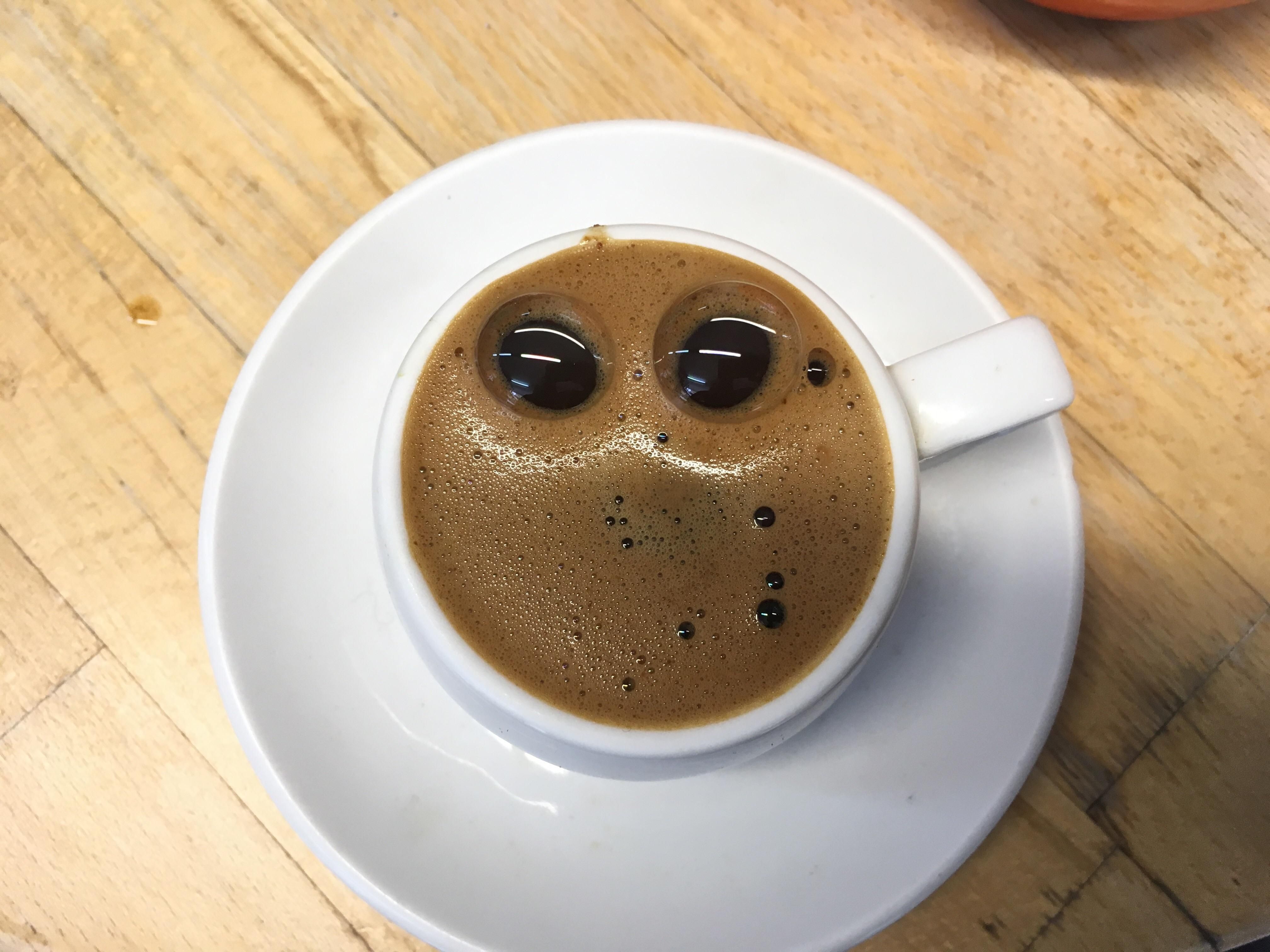 Today my coffee was staring at me