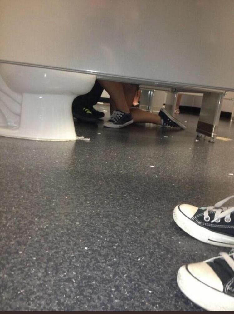 I saw a girl propose to a guy in the bathroom today.