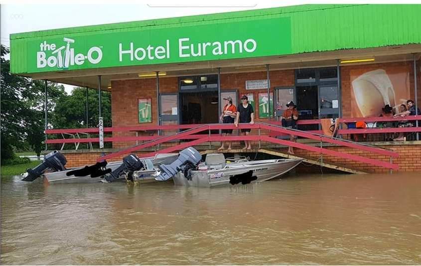 Local Australians travel to get grog during record floods.