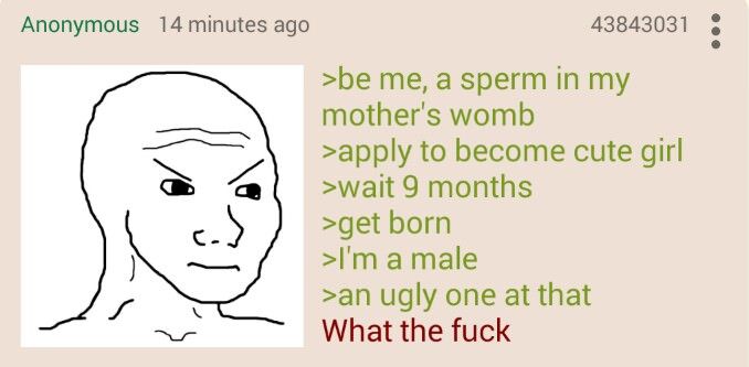 Anon loses the genetic lottery