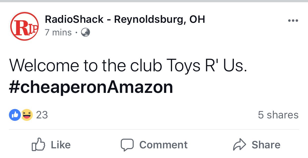 RadioShack Ohio’s Facebook Page Posted This