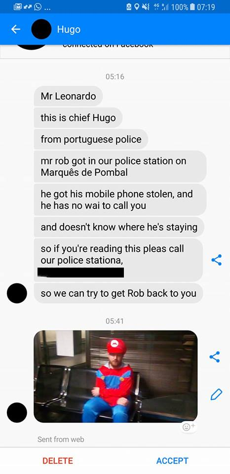 My friend disappeared on a stag do, We got this message in the morning...