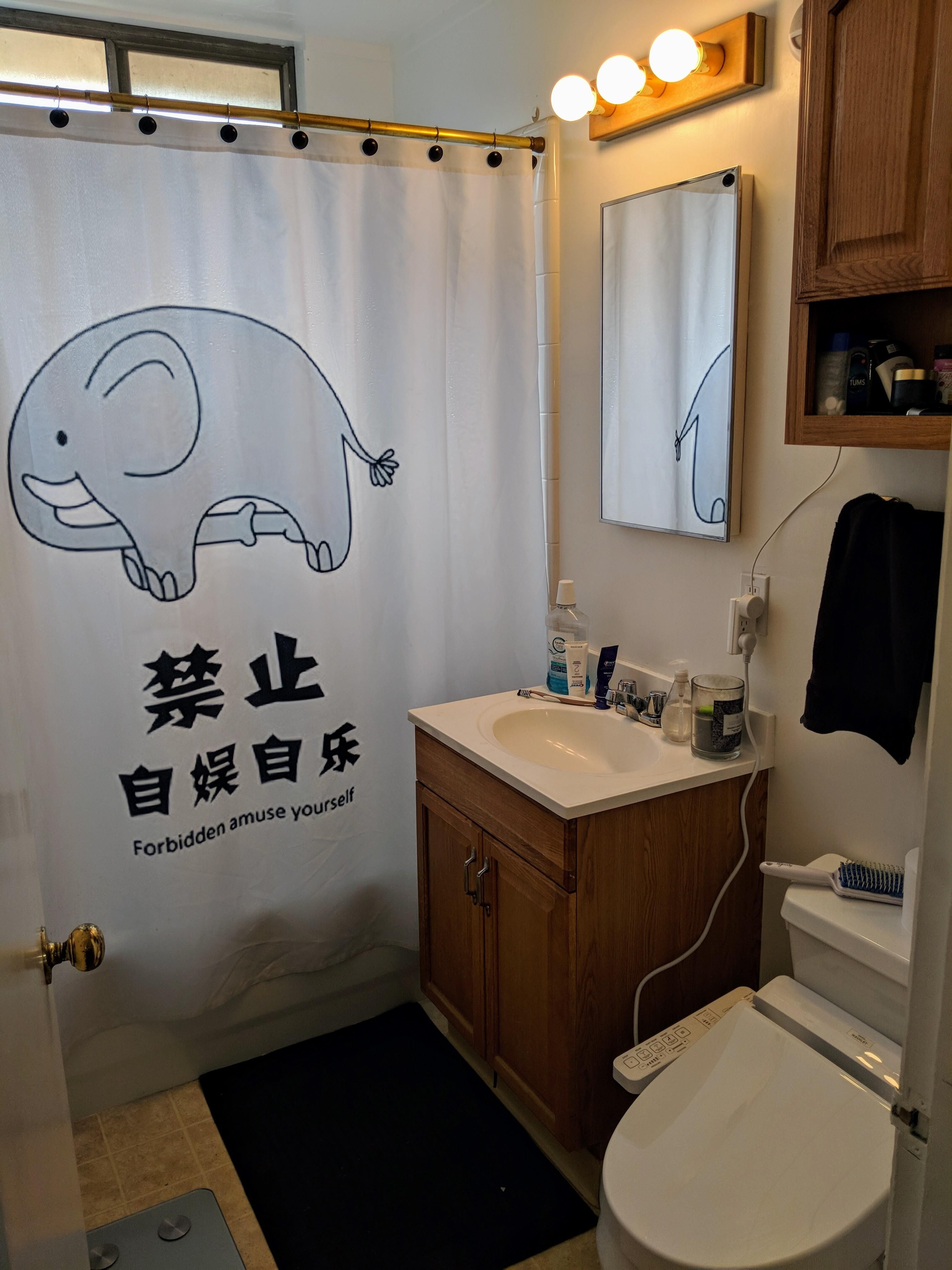 Going to save my shower curtain for my son's bathroom when he gets older.