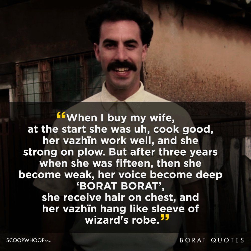 Borat reflects on his marriage