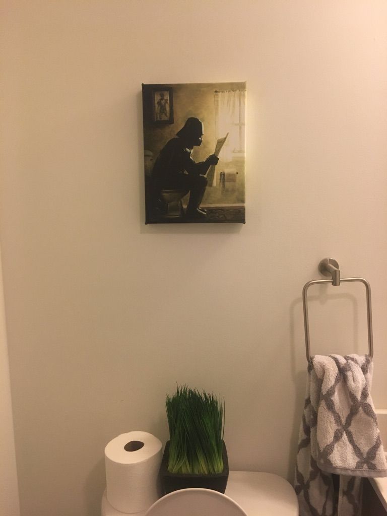 I let my husband decorate the bathroom.