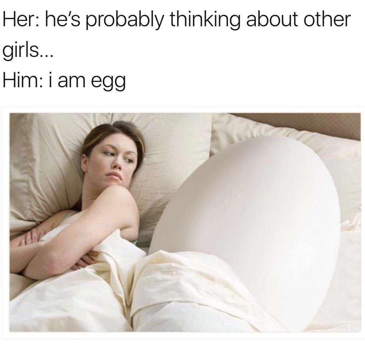 Pure eggstacy in bed.