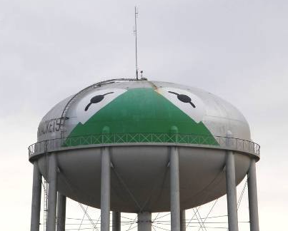 There's a small town in west Texas called Kermit. This is their water tower.