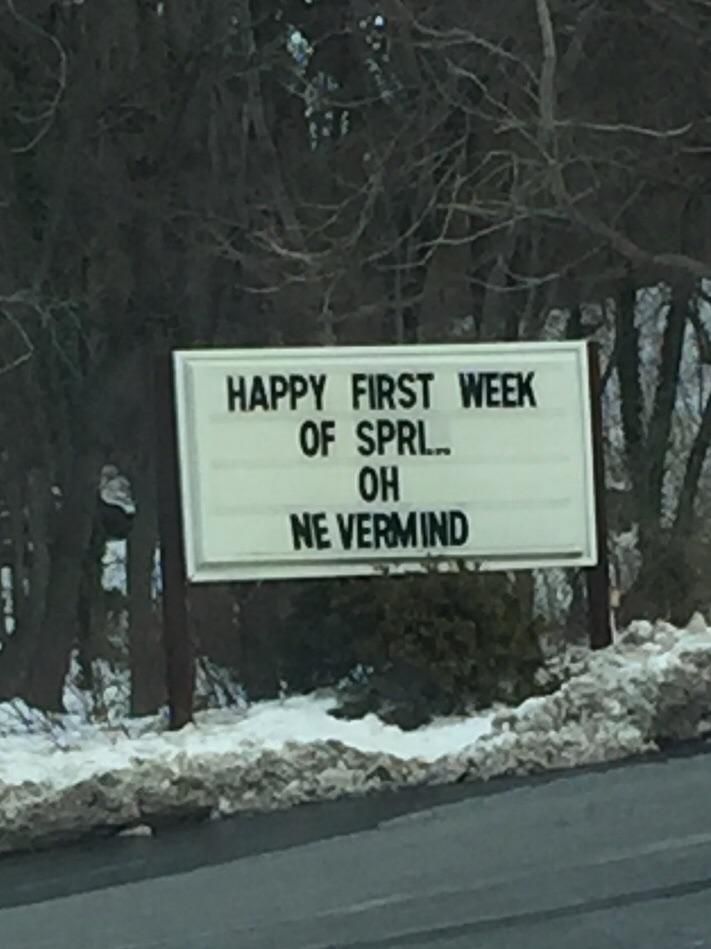 The flooring shop near my workplace put this up when the snowstorm started.