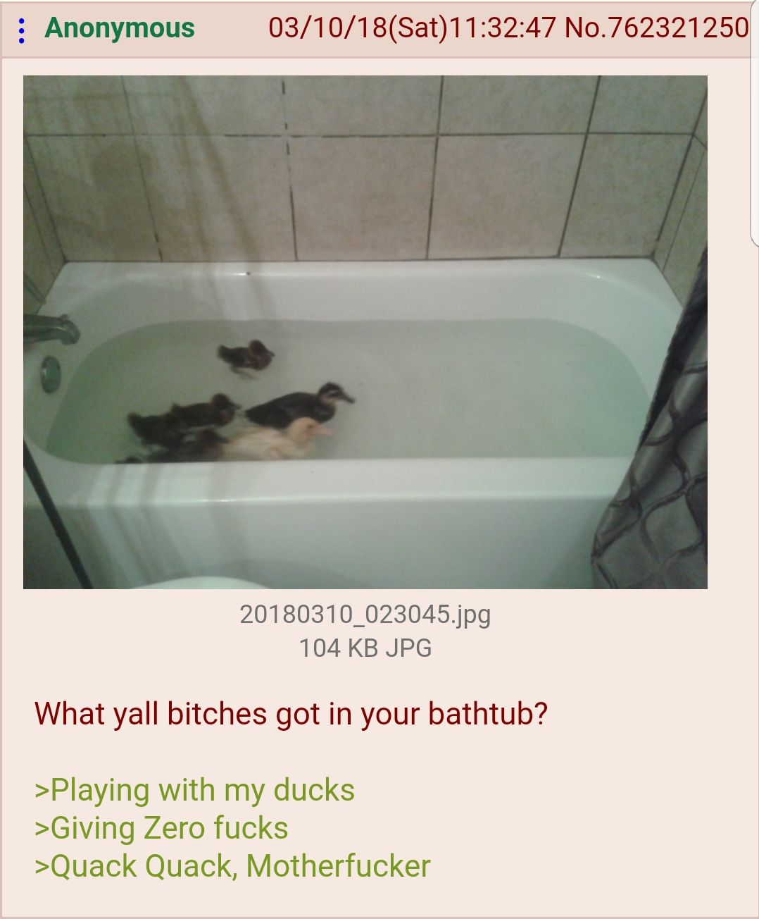 Anon wants to know what is in your tub?