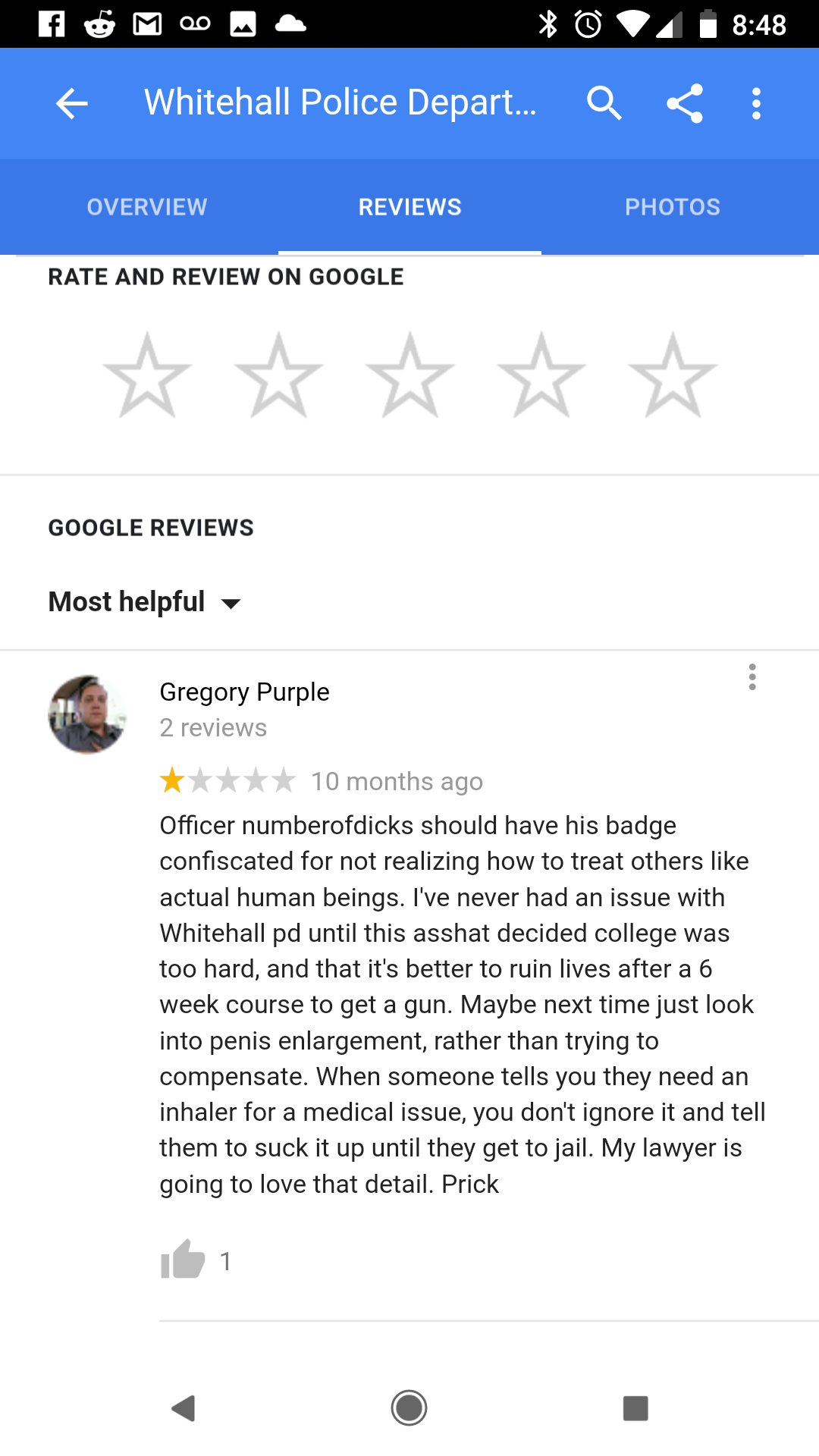 Police Department Google Review