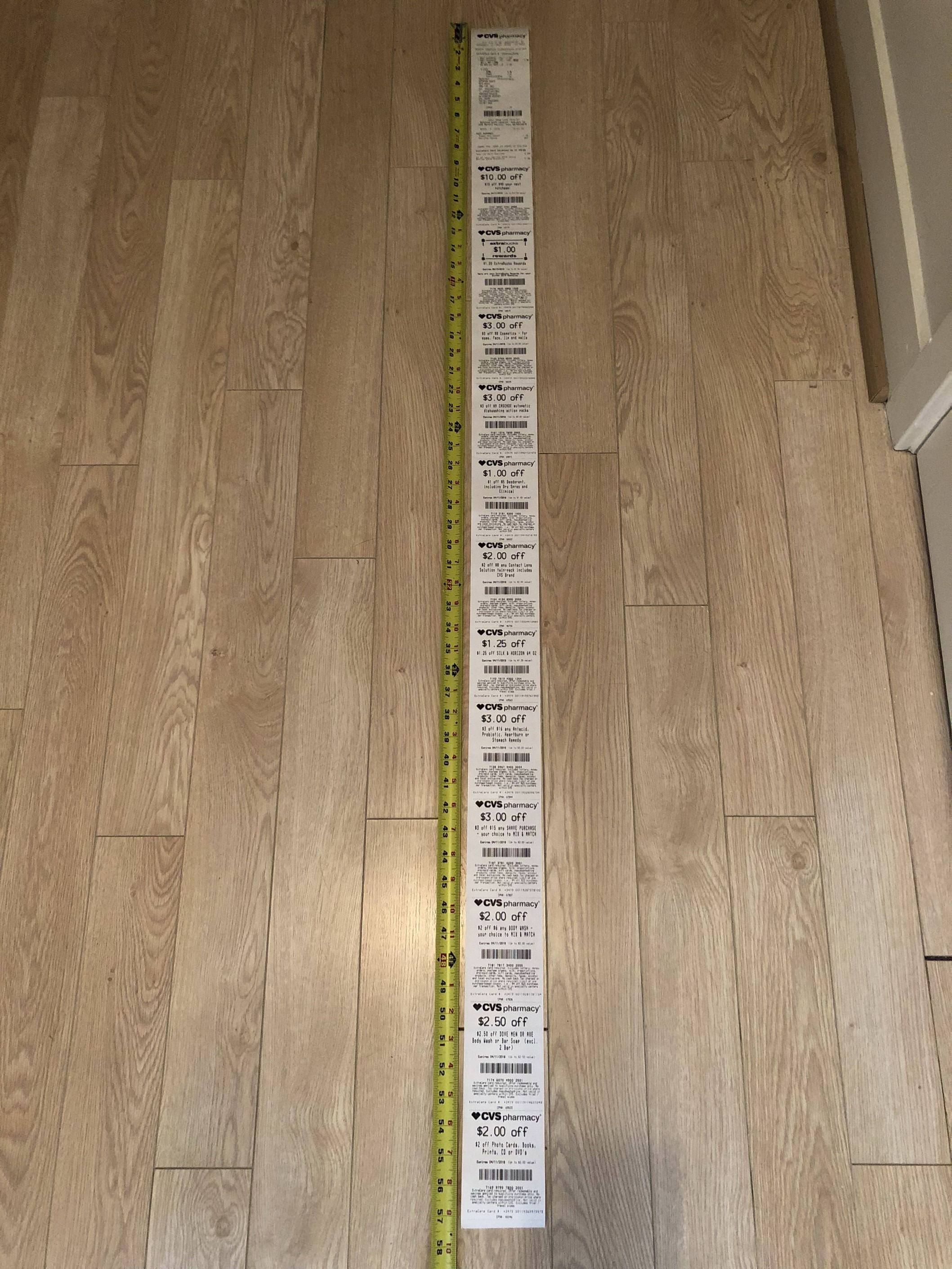 New CVS personal record - 57.5” for a $4.18 transaction
