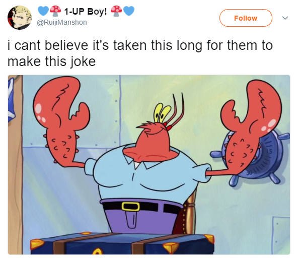 Mr. Krabs after 1 episode of Jojo