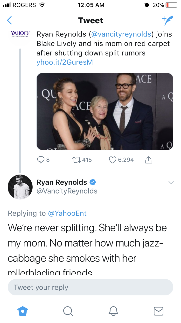 Never change Ryan Reynolds. Never change.