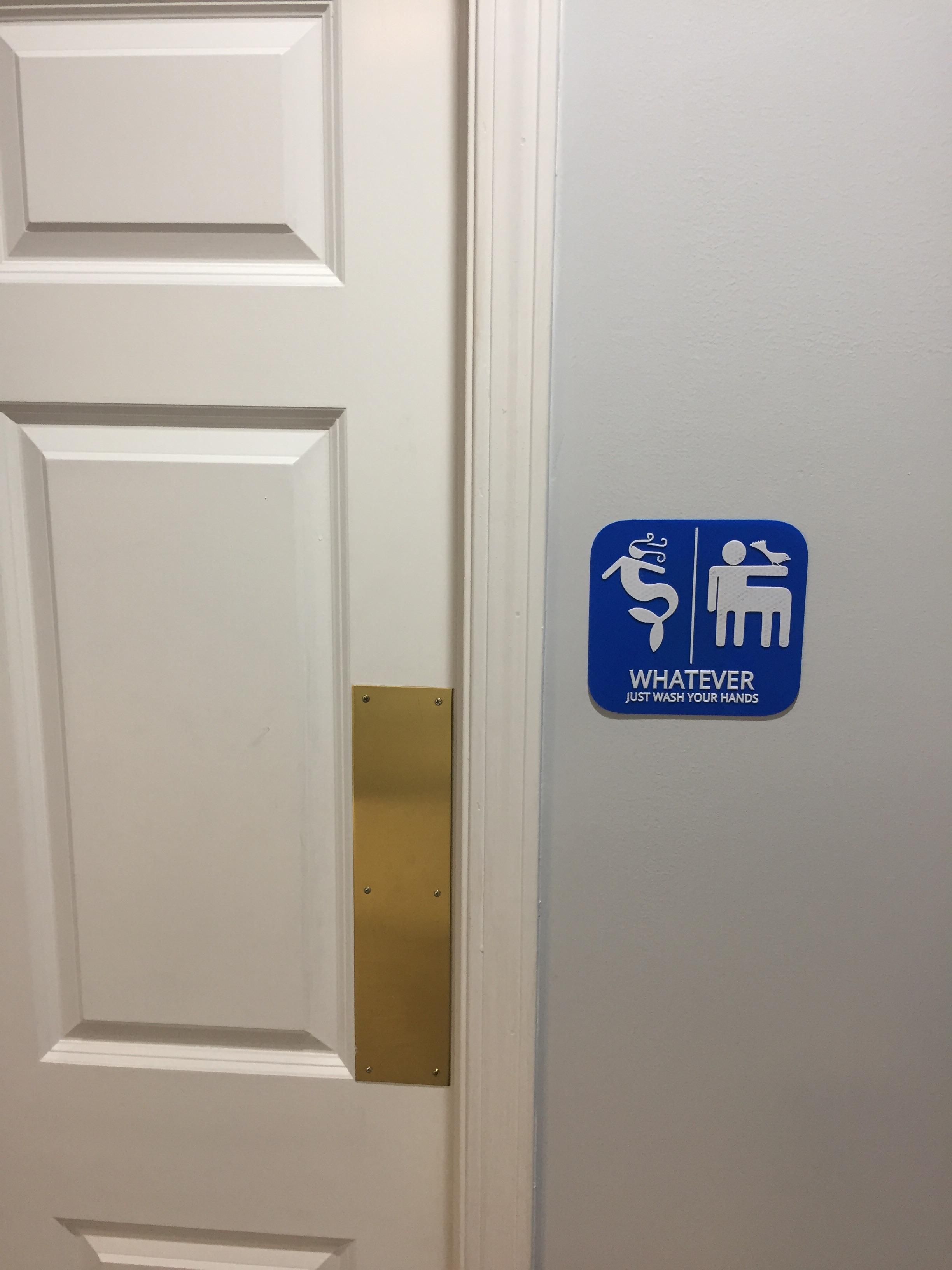 I asked my boss what kind of designation markers she wanted for the two new bathrooms in the office. She ordered these.