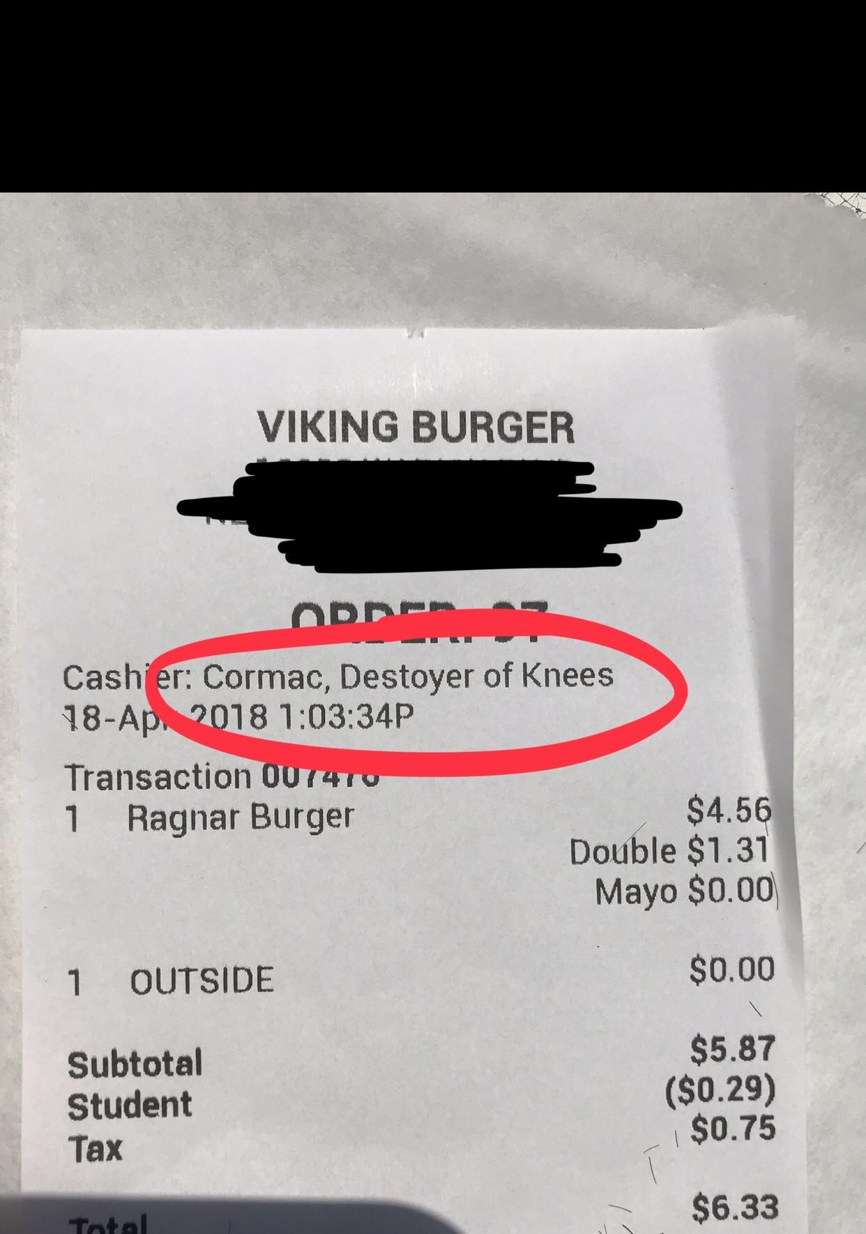 Local burger joint employees have titles like Vikings would