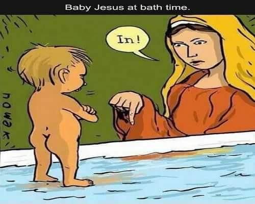 Jesus taking a bath