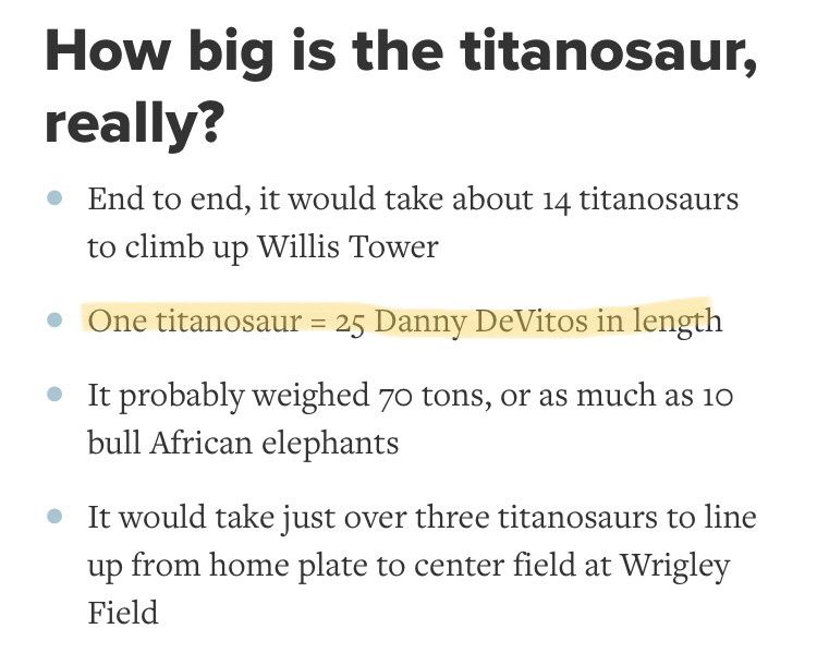 The Field Museum in Chicago used the most fabulous unit of measure I’ve ever seen to describe their new dinosaur
