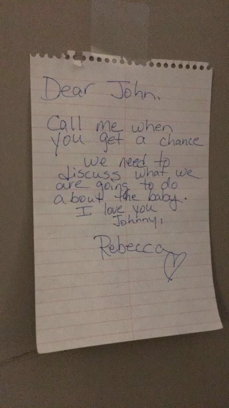 This was taped to the door of the hotel room next to mine. Good luck, John.