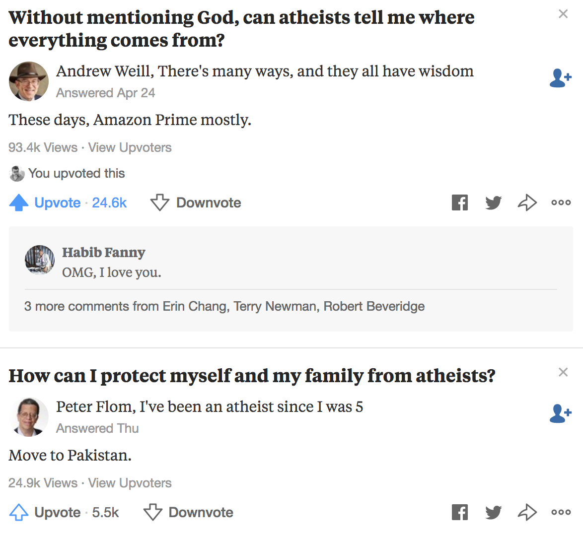 The "Atheist" answers on Quora are a gift that keeps on giving.