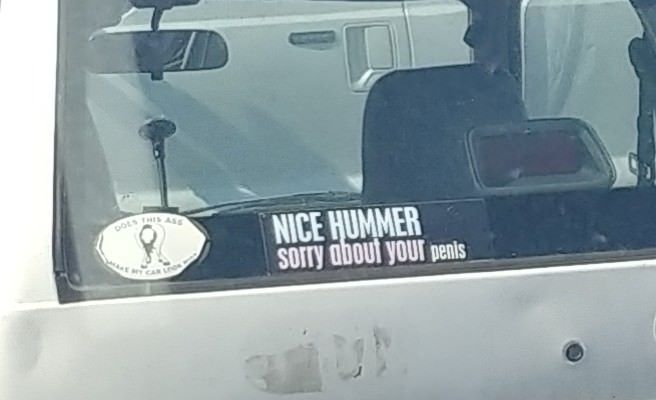 My girlfriend found this bumper sticker in a parking lot today