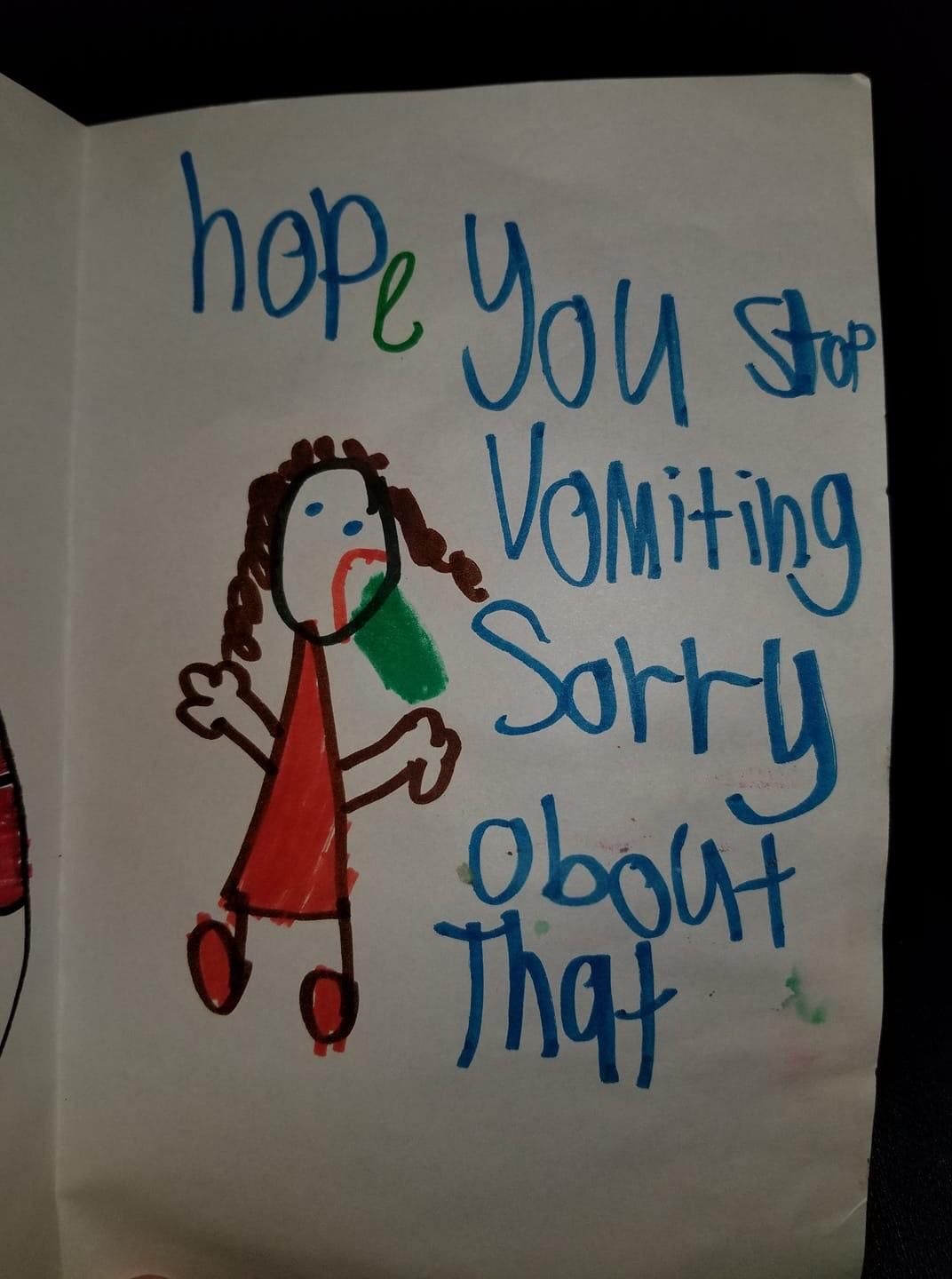 My niece got sick at school and her friends made her this card