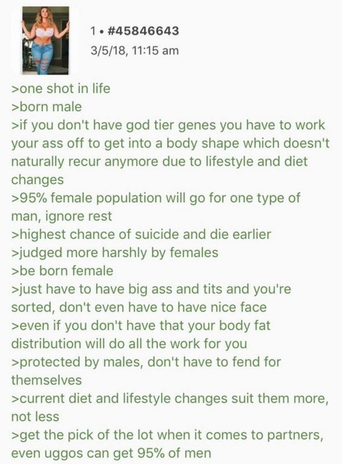 anons thoughts on losing the Gender Lottery