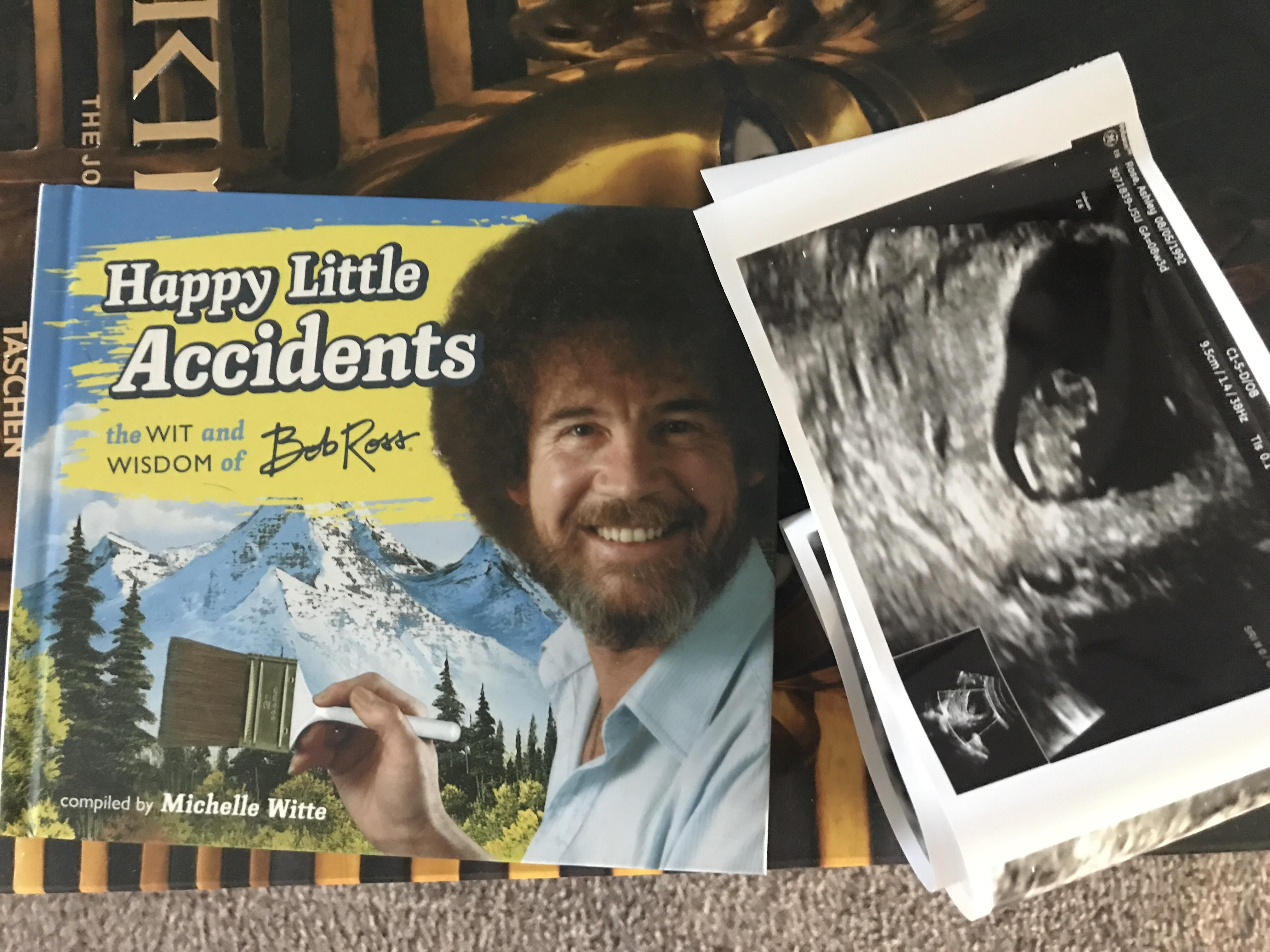My wife gave me this Bob Ross book today. Inside was this picture.