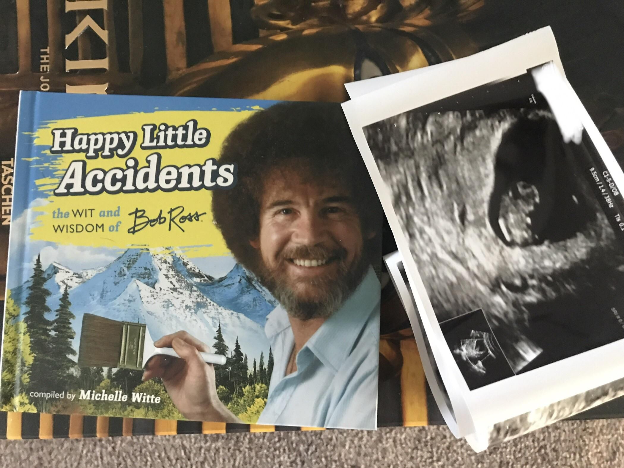 My wife gave me this Bob Ross book. This photo was inside.. ..