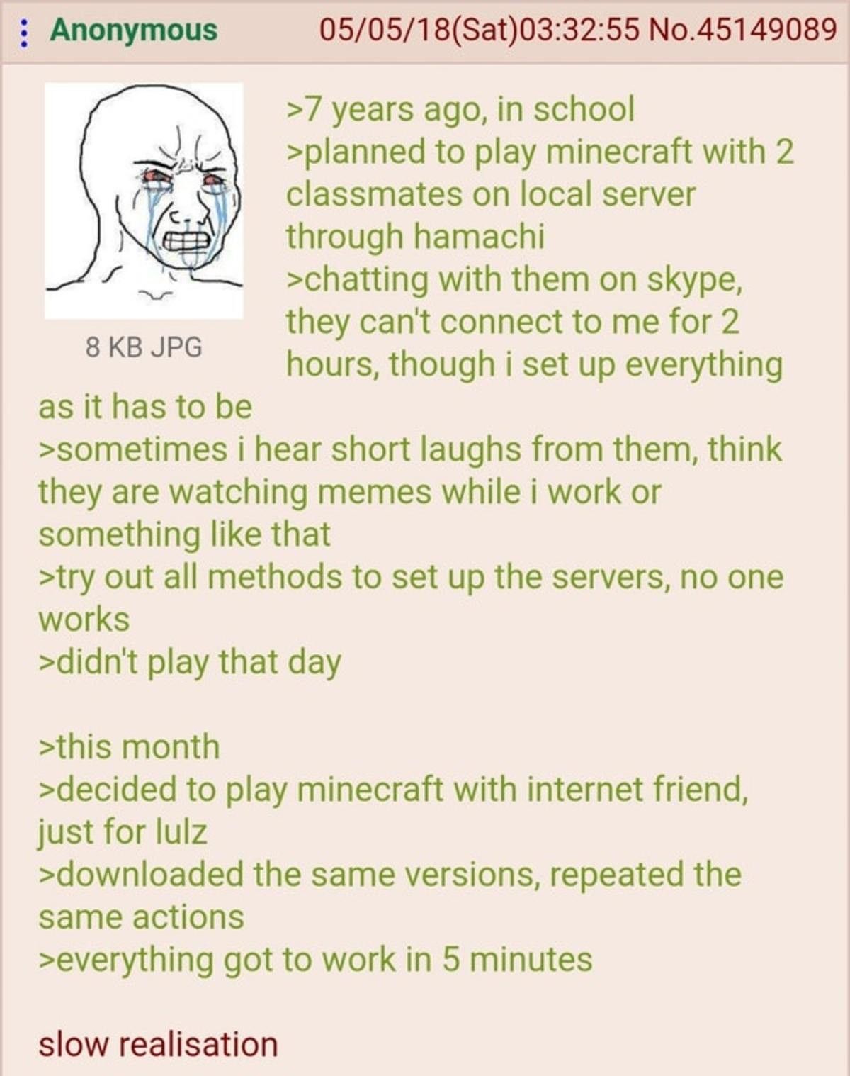 anon realises his friends were dicks