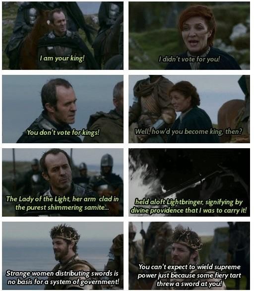 Renly’s about to see the violence inherent in the system!