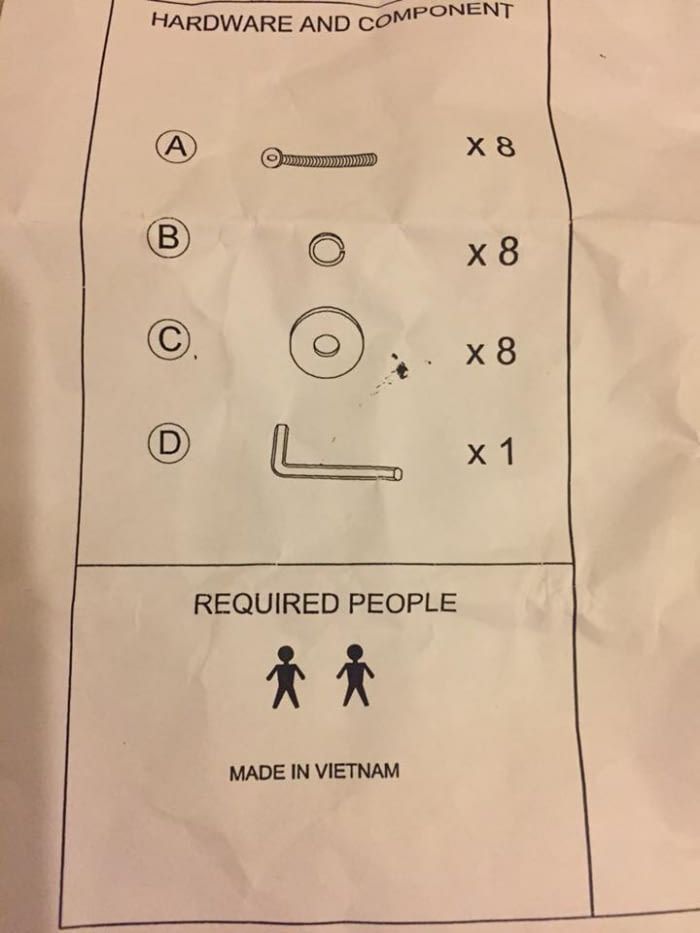 According to these instructions I need two Vietnamese people to help me assemble my dining room table