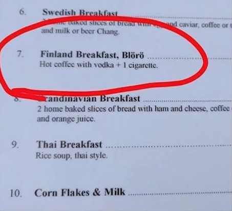 This breakfast menu