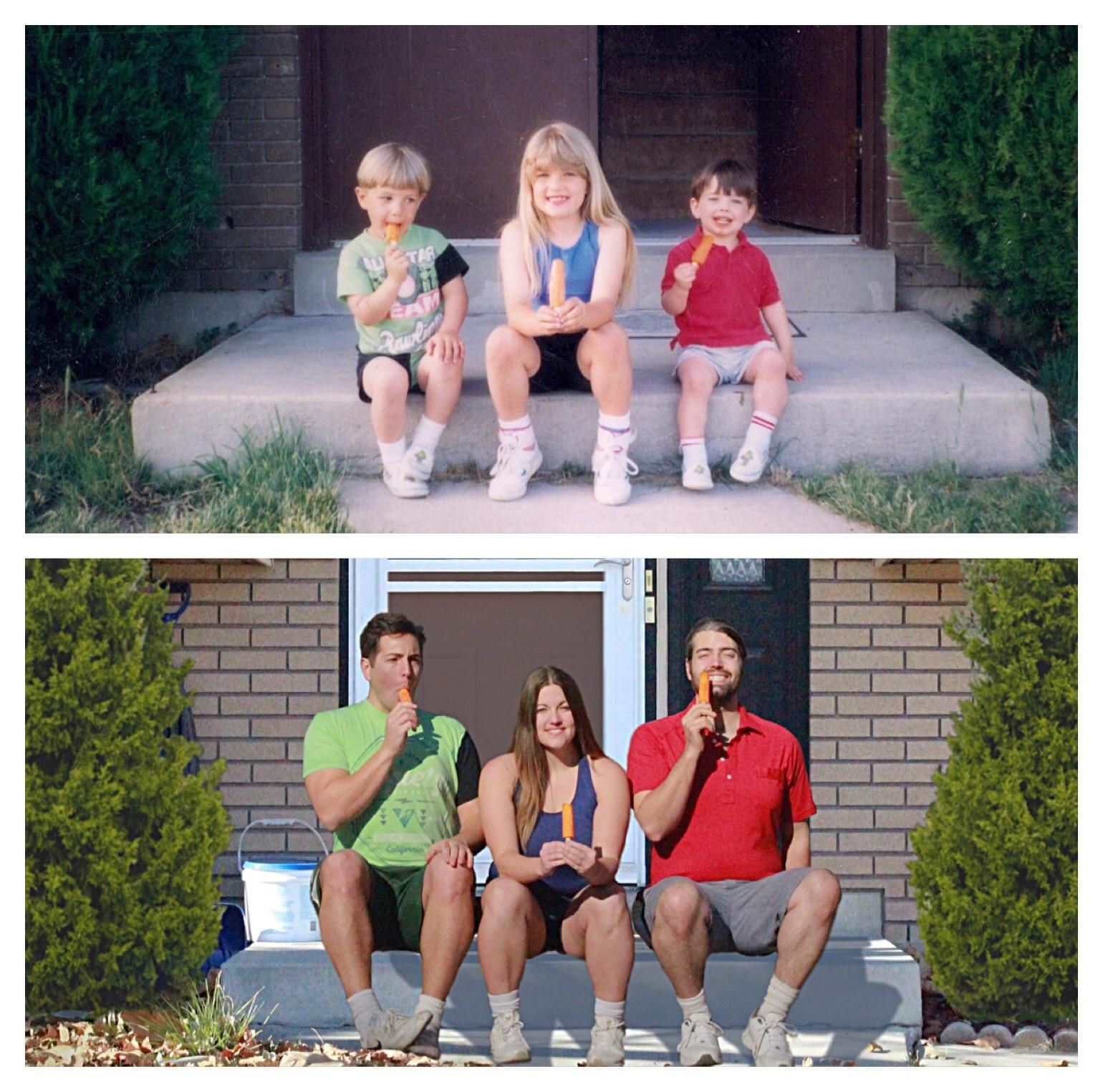 My siblings and I recreated this photo from our youth. Circa 91