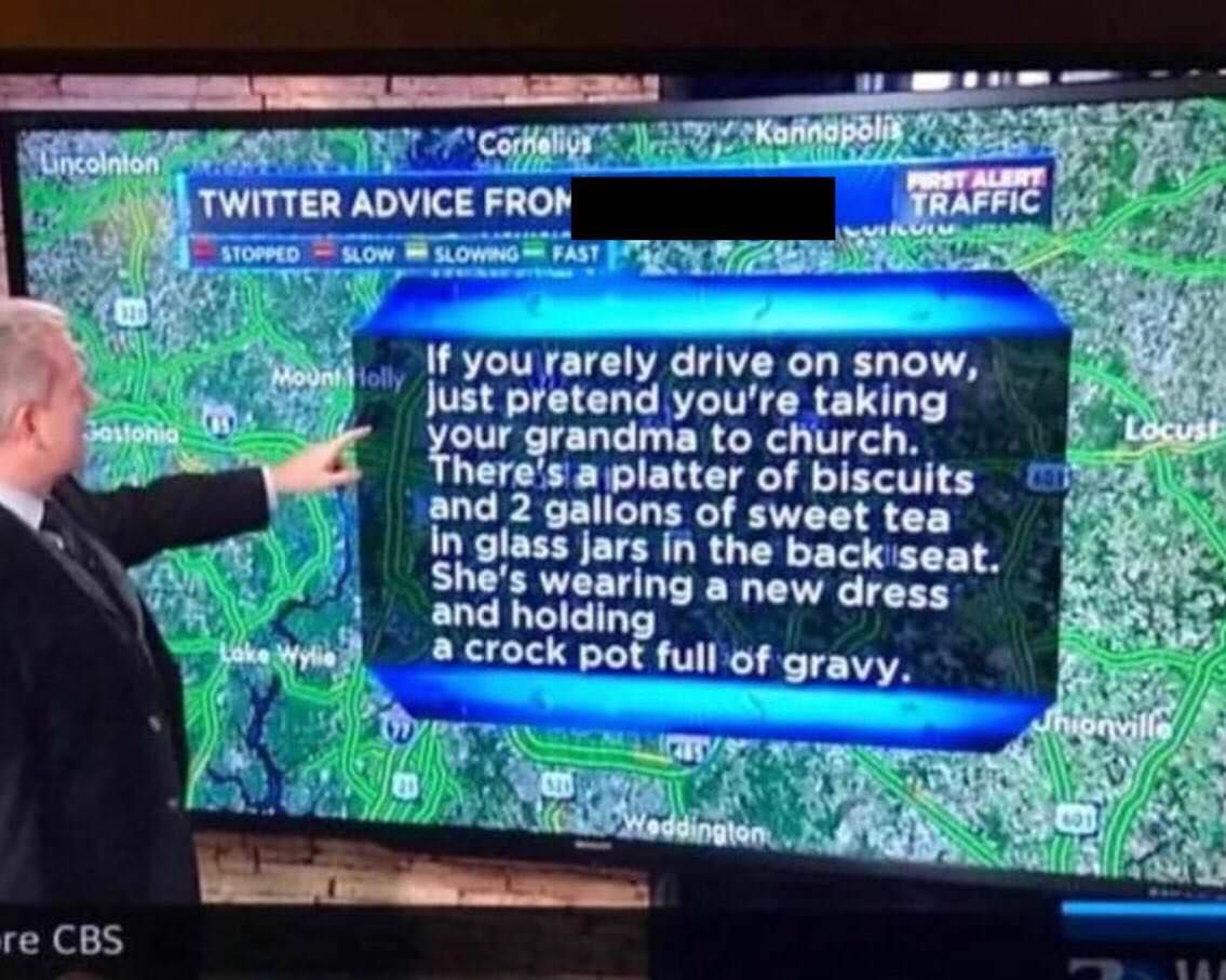 Solid advice for southerners driving on snow