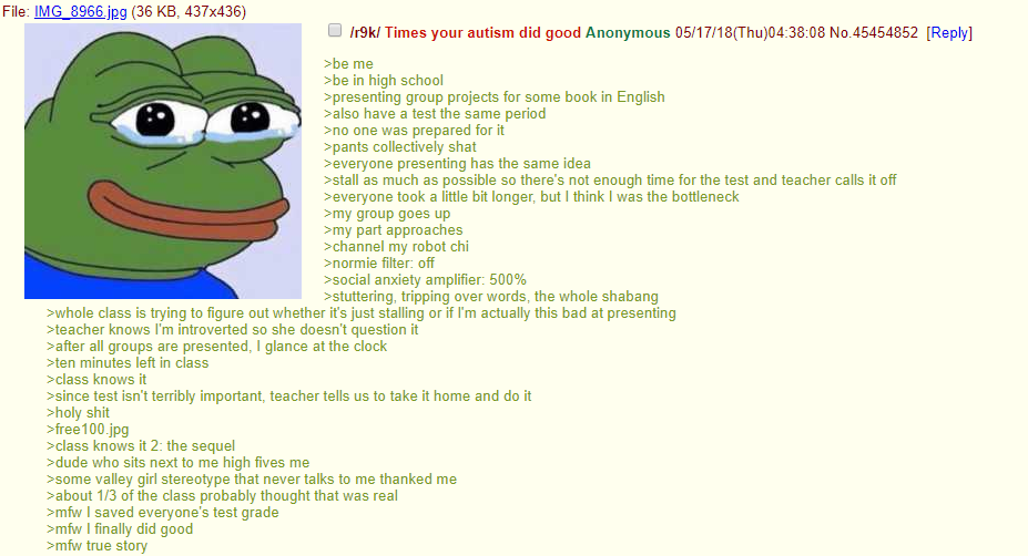 Anon saves his class, a wholesome story