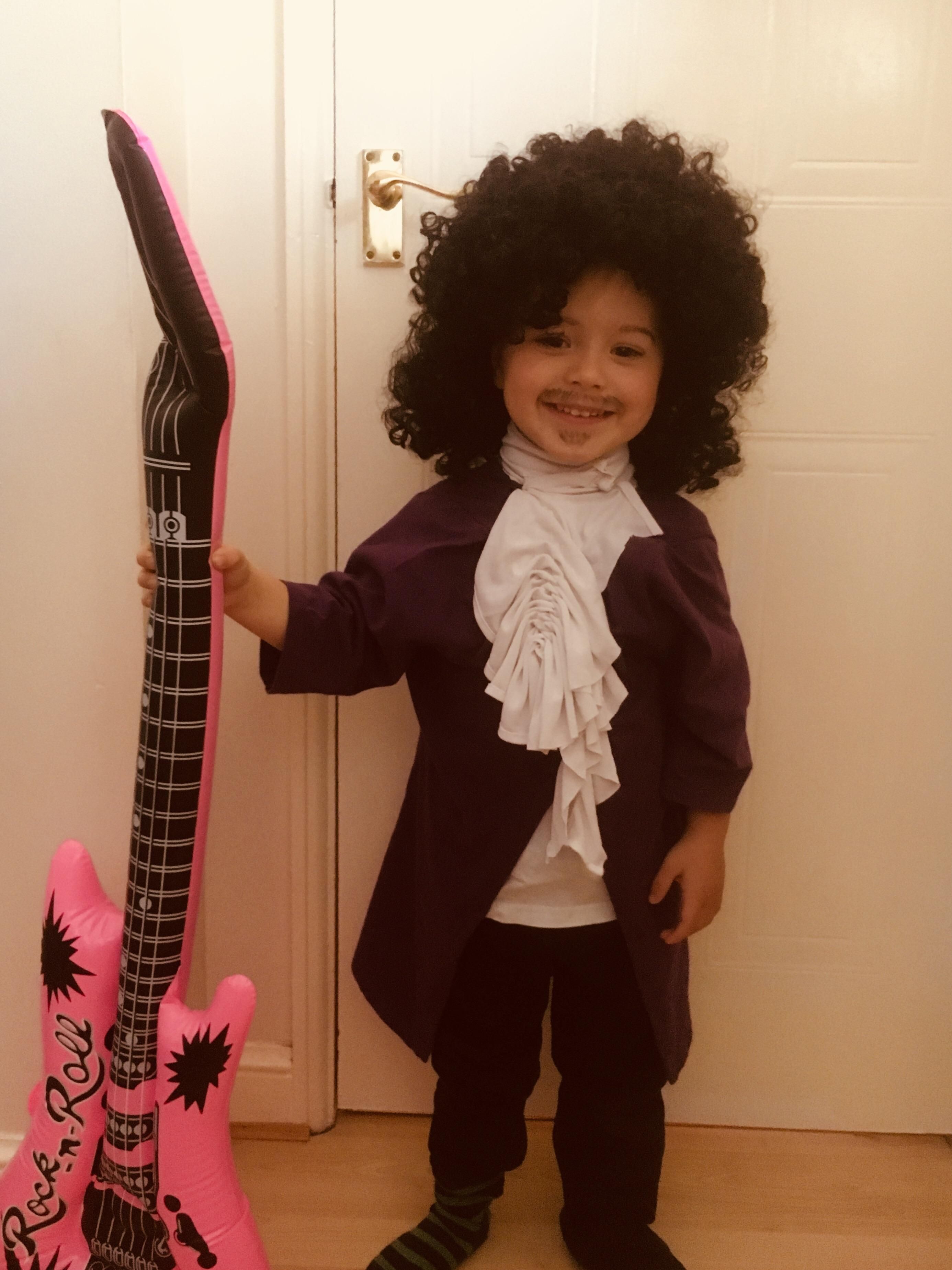 For the Royal Wedding tomorrow, my child’s nursery said the kids can dress as Princes or Princesses. We went for The Artist Formerly Known As Prince.