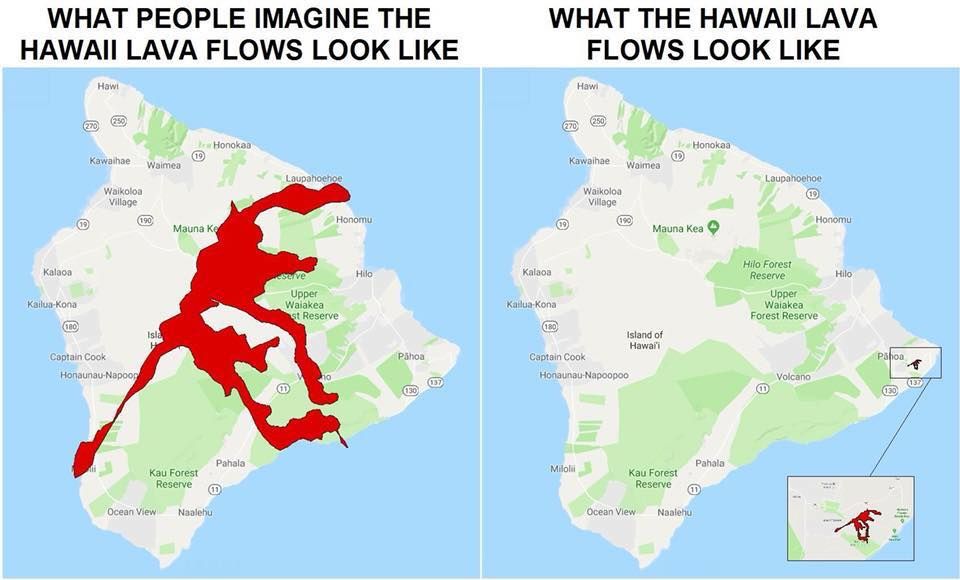 Perspective: What people think the Hawaii lava flow looks like VS reality