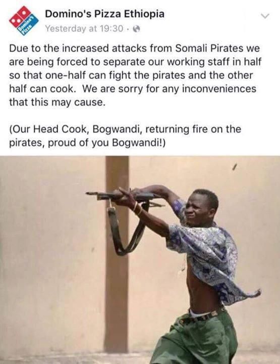 Somali Pirates got nothing on Dominos