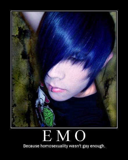 I know it's insulting to gays to compare them to emos. Im sorry.