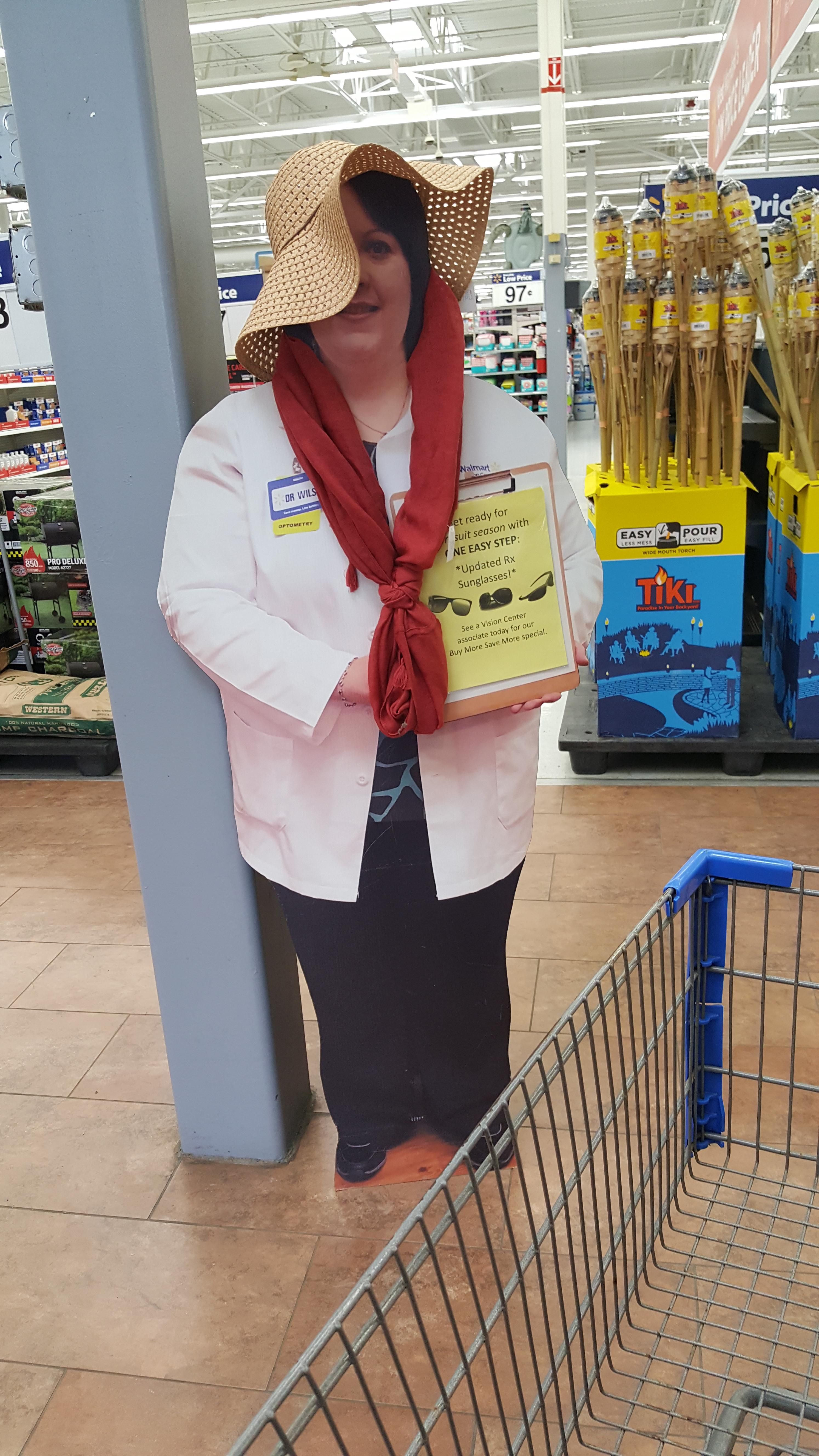 I just said hi to this card board cut out. I hate Wal-Mart.