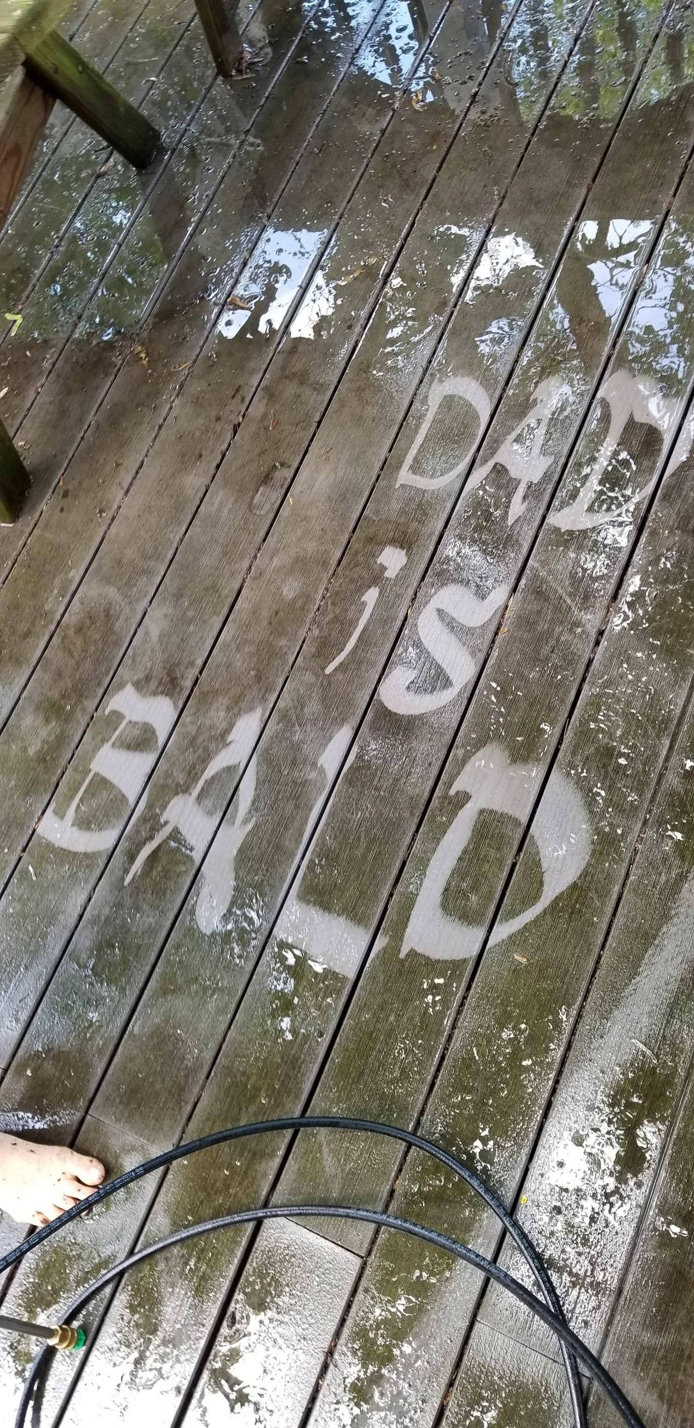 My kid's grounded so she had to help power wash the deck. I came back to this. Grounding extended.