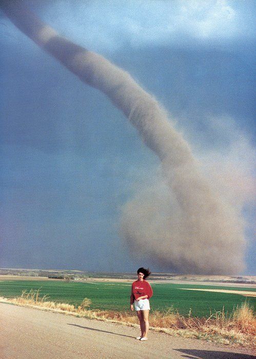 Just a woman posing with a tornado, 1989