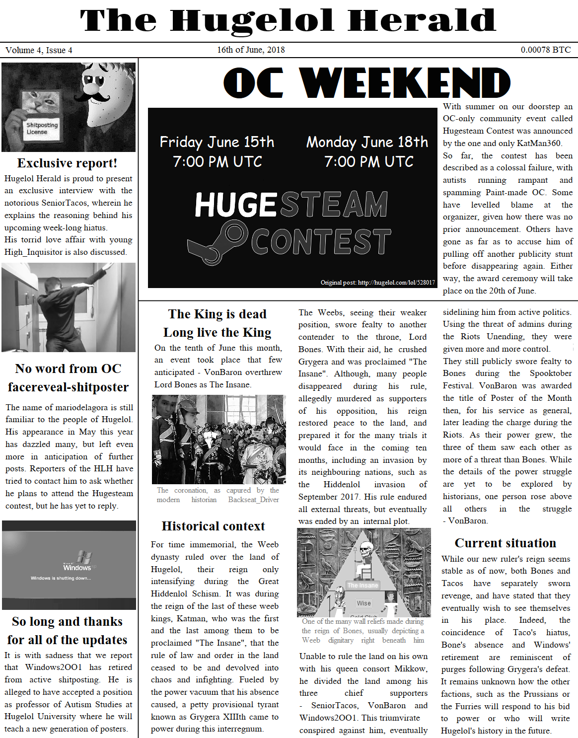 The Hugelol Herald, special HSC2018 edition